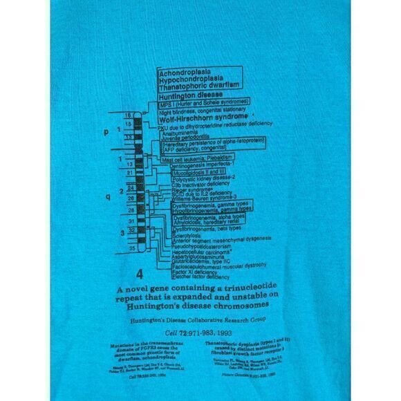 Vintage Huntington's Disease Cure Shirt Adult Large Unisex 1995 Research Blue - Picture 9 of 12